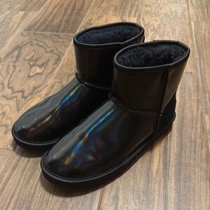 UGG Black Iridescent Classic Mini Boots Size 10